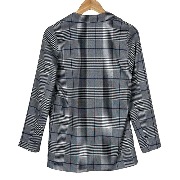 PRETTYLITTLETHING Blazer Jacket Coat Outerwear Plaid Double Breasted Black Sz 4 - Picture 2 of 5